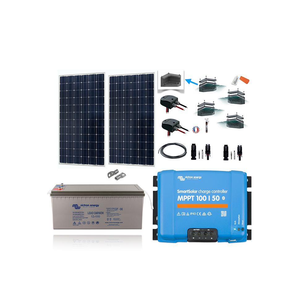 Kit solaire Camping-car 610W-12/24V avec batterie solaire au carbone.
