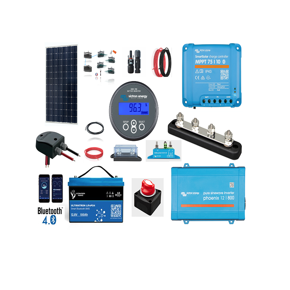 Kit solaire camping-car 115W/12V/800VA batterie Lithium