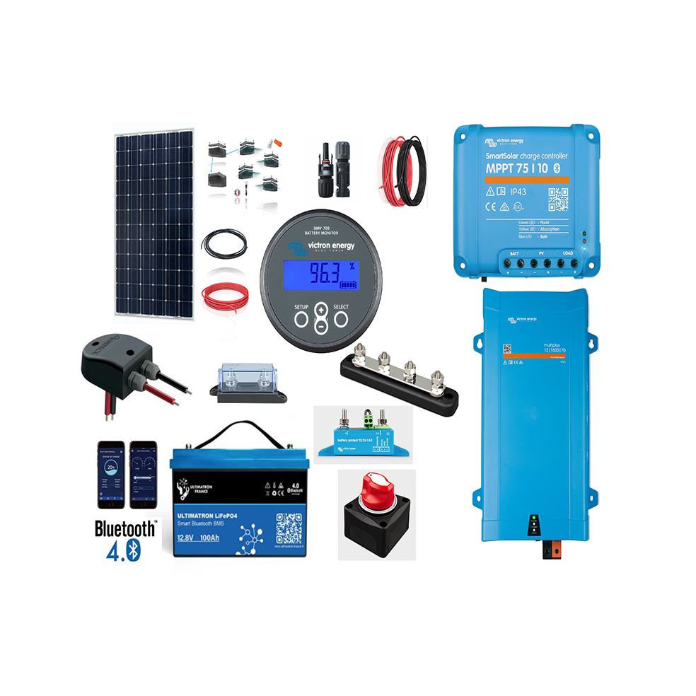 Kit solaire camping-car 140W/12V/1600VA-70-16A batterie Lithium